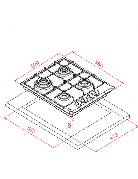 Placa Gas - Teka  HLX 640, Cuatro...