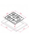 Placa Gas - Teka  HLX 640, Cuatro Fuegos, 58 cm, Natural, Inyectores Gas Butano
