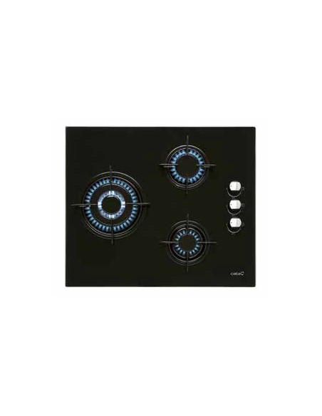 Placa Gas - Cata CI6021BK, Negro, 3...
