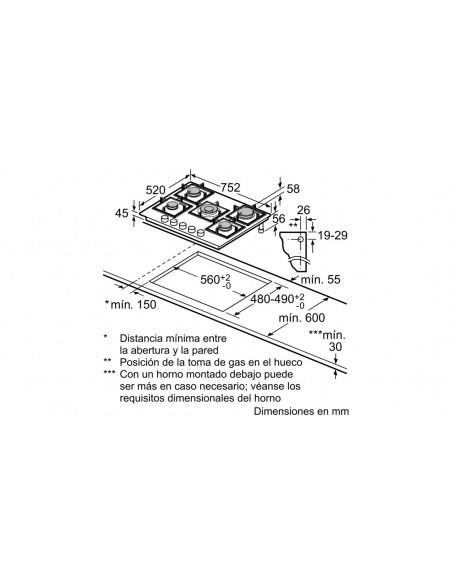 Placa Gas - Balay 3ETG676HB, 5 Zonas,...