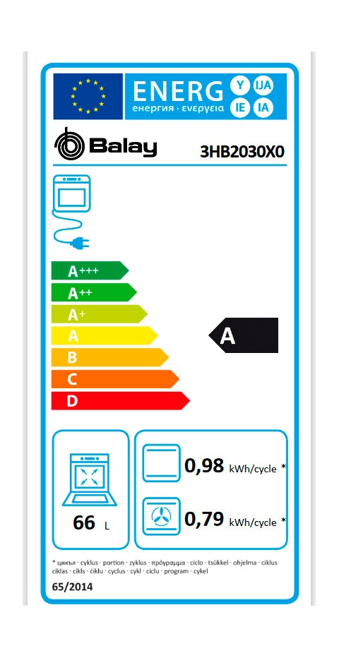 Etiqueta de Eficiencia Energética - 3HB2030X0