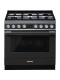 Cocina Gas y Eléctrica - Smeg CPF9GPAN, 90 cm, 6 fuegos, Negro