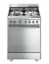 Cocina Gas - Smeg CX68MF82, Eficiencia A, 60 cm, 4 fuegos, Acero Inoxidable