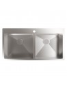 Fregadero Sobre Encimera - Cata CBS-2 40-40 R10, 50cm, Dos Cubetas, Inox