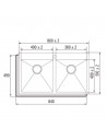 Fregadero Sobre Encimera - Cata CBS-2 40-40 R10, 50cm, Dos Cubetas, Inox