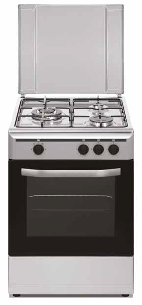Cocina Gas - Vitrokitchen CB5530IN, 50 cm, 3 fuegos, Acero Inoxidable