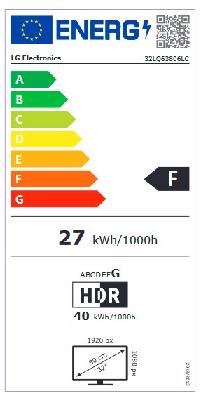 Etiqueta de Eficiencia Energética - 32LQ63806LC