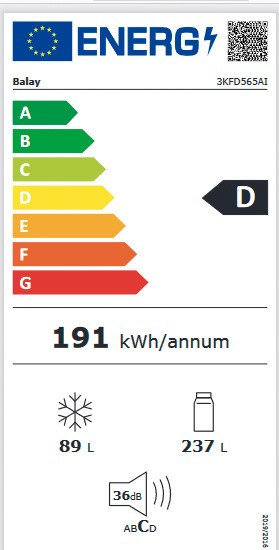 Etiqueta de Eficiencia Energética - 3KFD565AI
