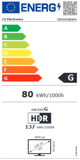 Etiqueta de Eficiencia Energética - 55NANO866PA