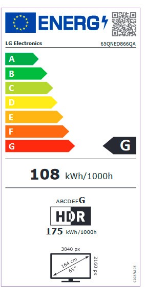 Etiqueta de Eficiencia Energética - 65QNED866QA