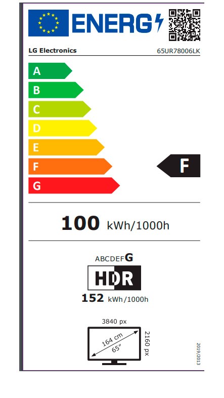 Etiqueta de Eficiencia Energética - 65UR78006LK
