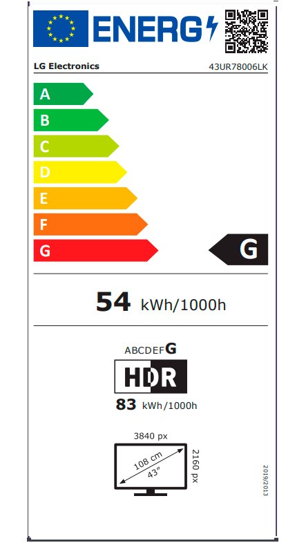 Etiqueta de Eficiencia Energética - 86UR78006LB