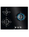 Placa Gas - AEG HKB63320NB, Tres Fuegos, Cristal Negro, 60 cm