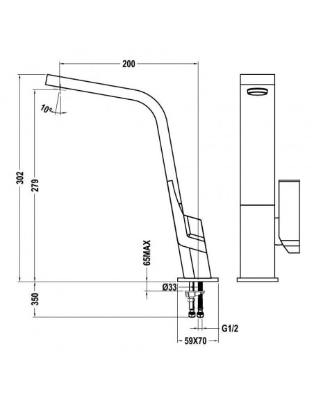 Grifo Caño Alto - Teka IC915, Negro