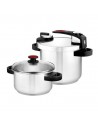Olla Express  - Bra Tekna, Set Duo, 22 cm, 4 y 7 litros, Tapa Cristal