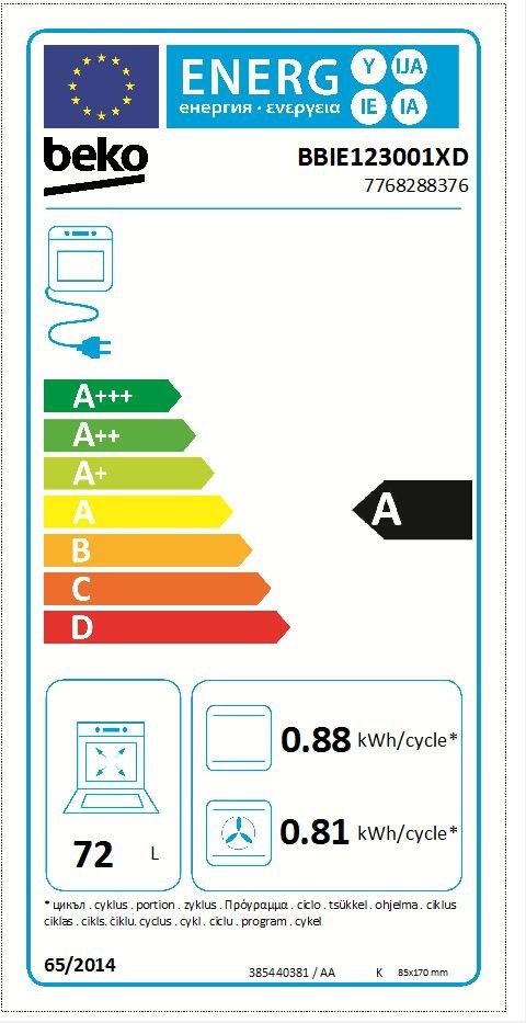 Etiqueta de Eficiencia Energética - BBIE12300XD