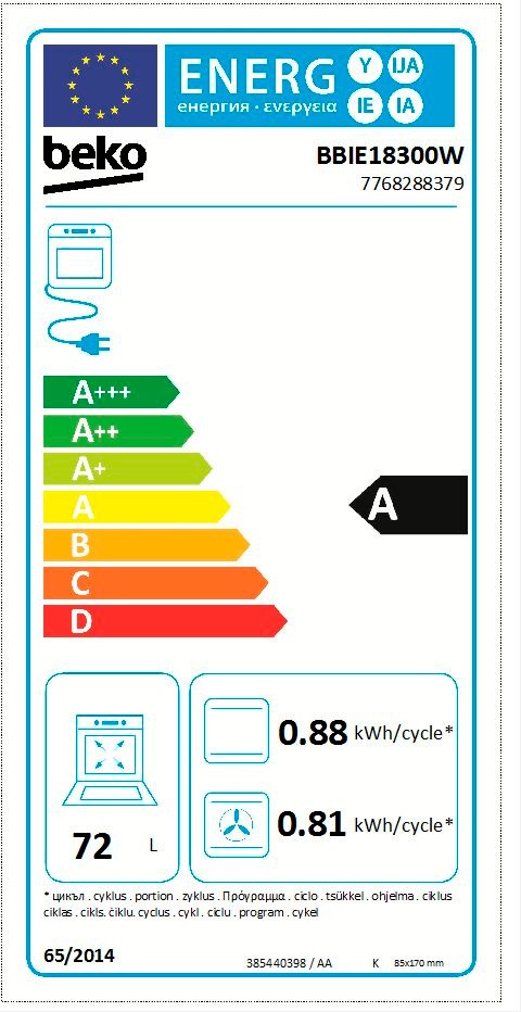 Etiqueta de Eficiencia Energética - BBIE18300W