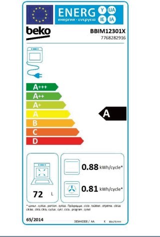 Etiqueta de Eficiencia Energética - BBIM12301X
