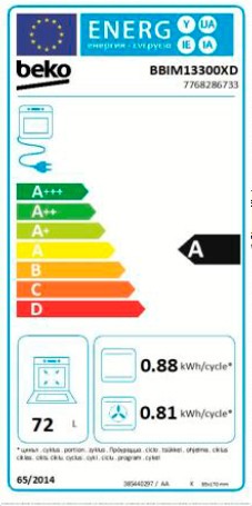 Etiqueta de Eficiencia Energética - BBIM13300XD