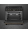 Cocina  Gas y Eléctrica - Smeg CO96GMA9, Seis Fuegos, Antracita, 90 cm, Gas Natural