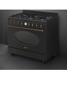 Cocina  Gas y Eléctrica - Smeg CO96GMA9, Seis Fuegos, Antracita, 90 cm, Gas Natural