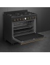 Cocina  Gas y Eléctrica - Smeg CO96GMA9, Seis Fuegos, Antracita, 90 cm, Gas Natural