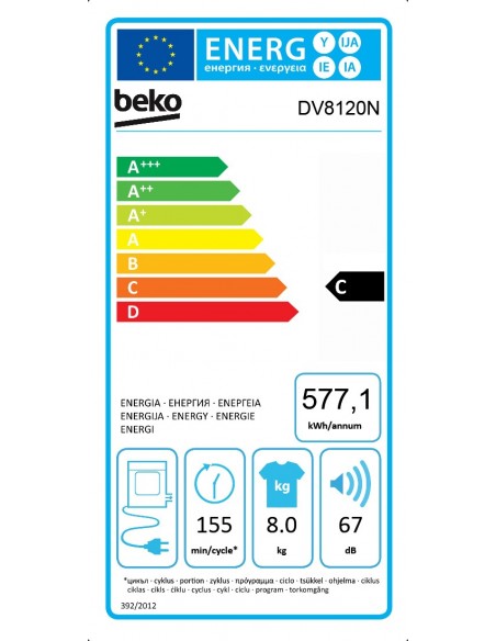 Secadora Evacuación - Beko DV8120N,...