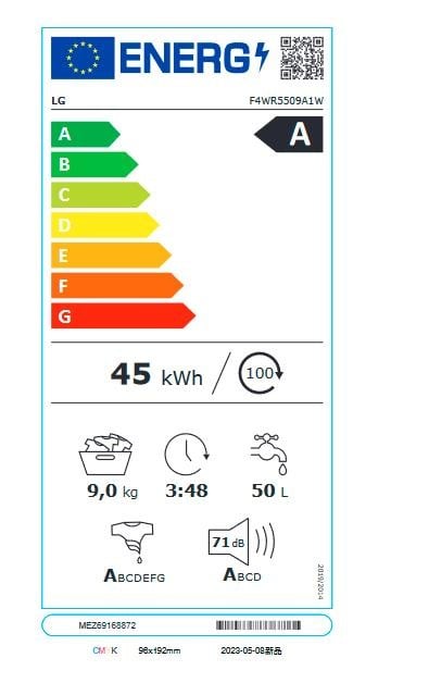 Etiqueta de Eficiencia Energética - F4WR5509A1W