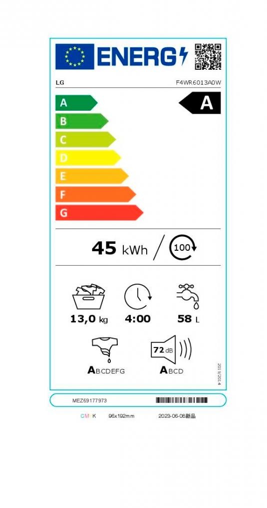 Etiqueta de Eficiencia Energética - F4WR6013A0W
