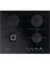 Placa Gas Natural - Whirpool GOWL 628N, 4 fuegos, Cristal Negro