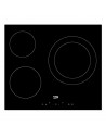 Placa Vitrocerámica -  Beko HIC63402T , 3 Zonas de Cocción, 60 cm, Booster, Negro