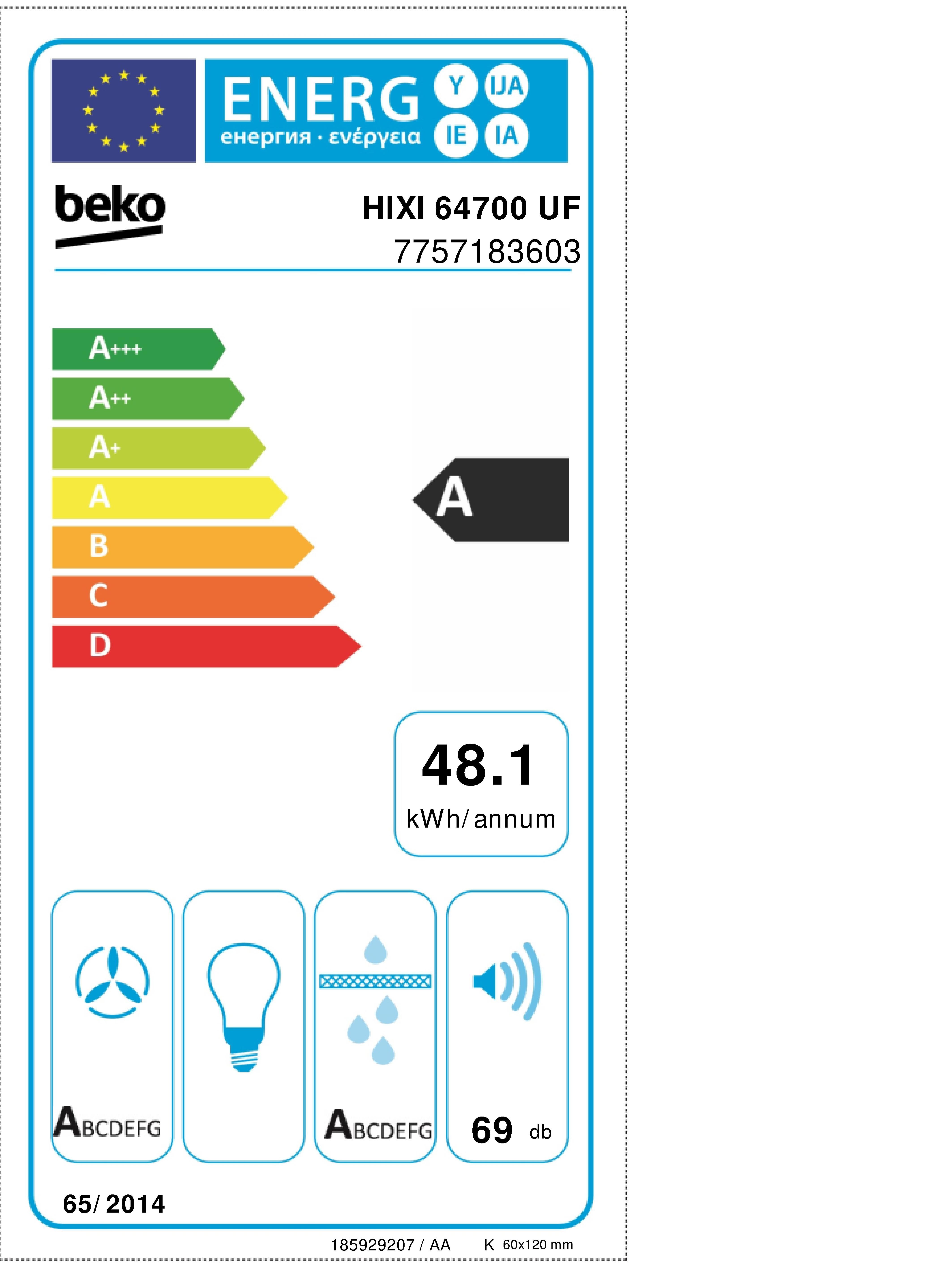 Etiqueta de Eficiencia Energética - HIXI 64700 UF