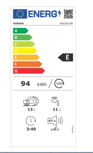Etiqueta de Eficiencia Energética - HS622E10W