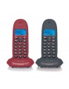 Pack Teléfonos Fijos Inalámbricos - MOTOROLA C1002LB+, Gris y Granate