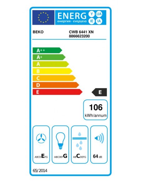 Campana Decorativa - Beko CWB6441XN,...