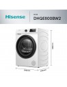 Secadora Carga Frontal - HISENSE DHQE800BW2, Bomba de Calor, Blanco, 8Kg, A++