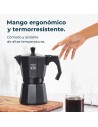 Cafetera Italiana - CECOTEC Mokclassic 900, Negro, 9 tazas