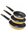 Set de Sartenes - CECOTEC Set Vulcano, Amarillo, 20 cm, 24 cm, 28 cm