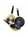 Set de Sartenes - CECOTEC Set Vulcano, Amarillo, 20 cm, 24 cm, 28 cm
