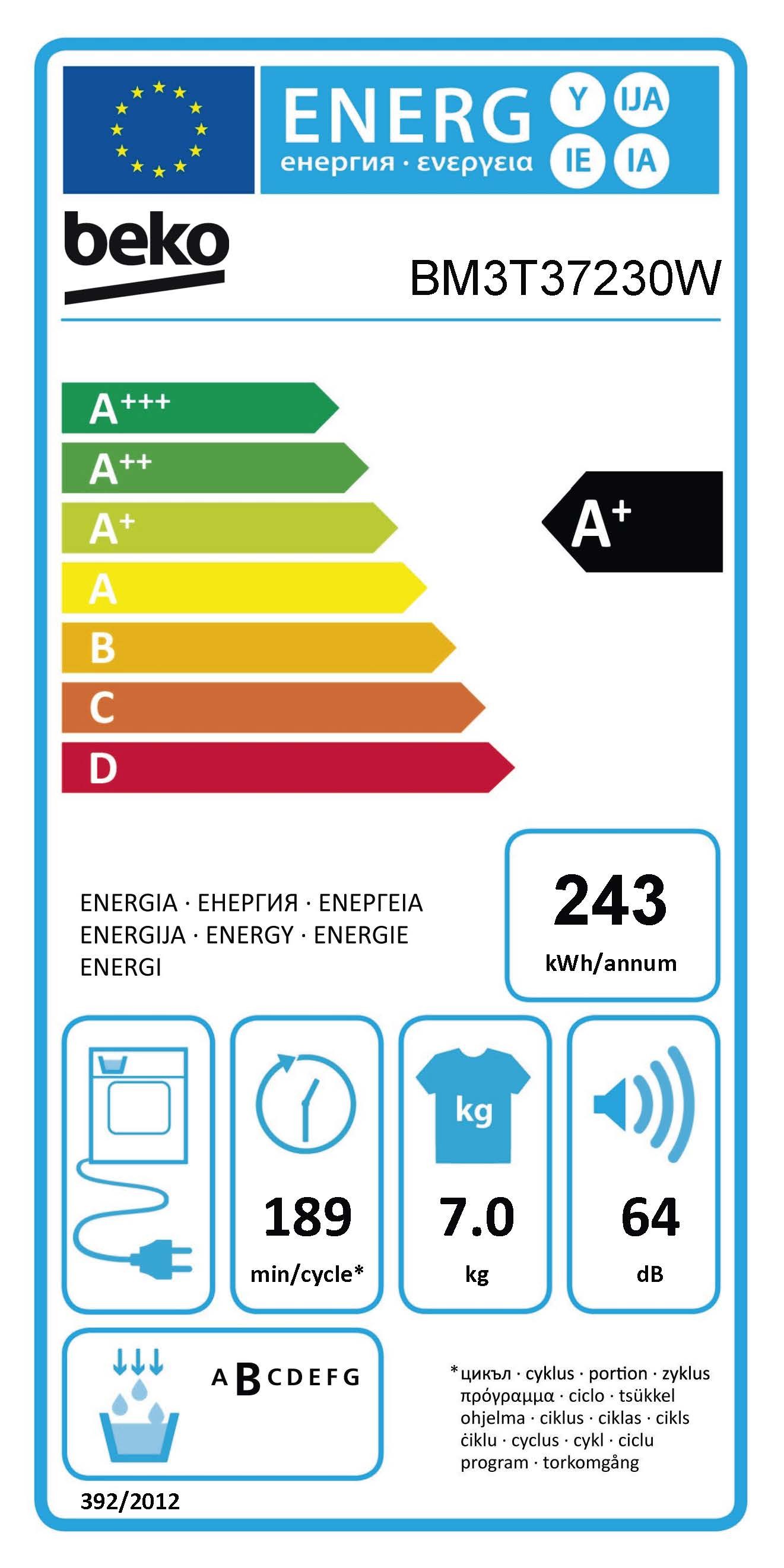 Etiqueta de Eficiencia Energética - BM3T37230W
