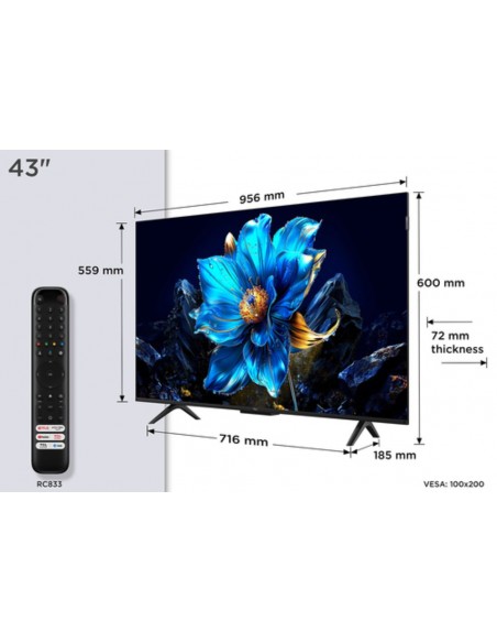 TV QLED - TCL 43P7K, 43", 4K UHD,...