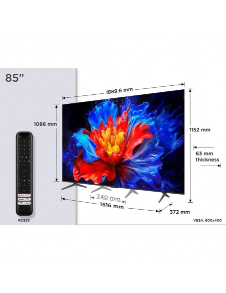 TV QLED - TCL 85P8K, 85", 4K UHD,...