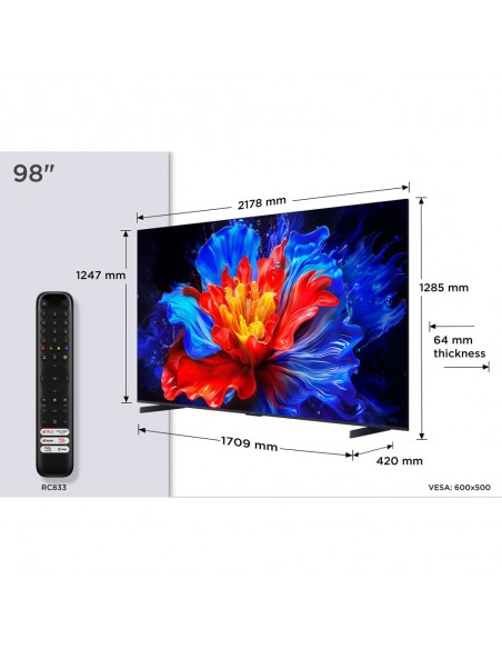 TV QLED - TCL 98P8K, 98", 4K UHD,...