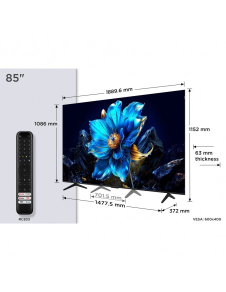 TV QLED - TCL 85P7K, 85", 4K UHD,...