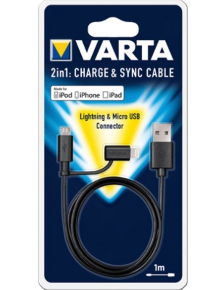 Cable - VARTA 57948101401, 2 en 1,...
