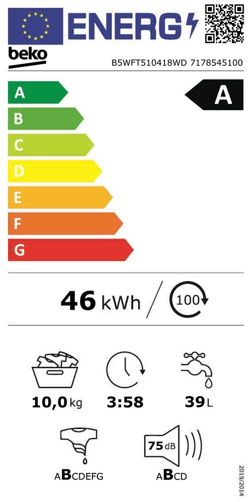 Etiqueta de Eficiencia Energética - B5WFT510418WD