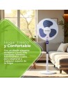 Ventilador Pie - ASPES AVP401600OBA, Blanco, Azul, 50W
