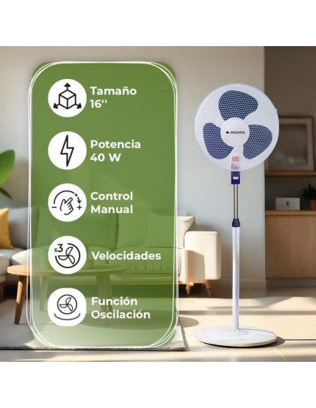 Ventilador Pie - ASPES AVP401600OBA,...