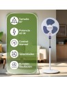 Ventilador Pie - ASPES AVP401600OBA, Blanco, Azul, 50W