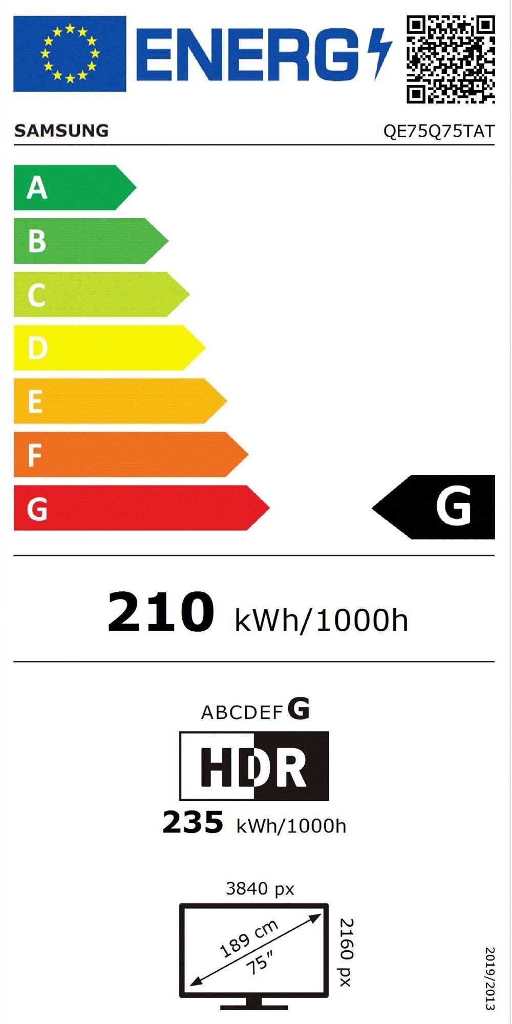 Etiqueta de Eficiencia Energética - QE75Q75T